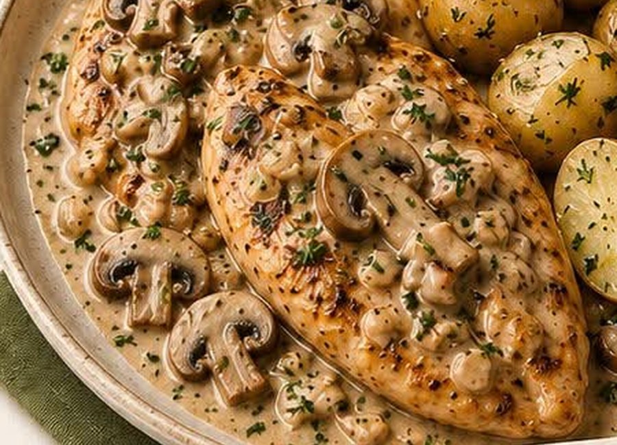 Chicken Mushroom & White Wine Sauce dish preview